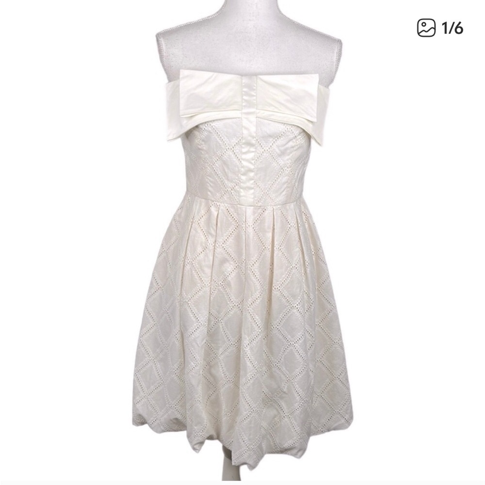 Trina Turk Cream Eyelet Sleeveless Fit & Flare Midi Summer Dress Size Medium
